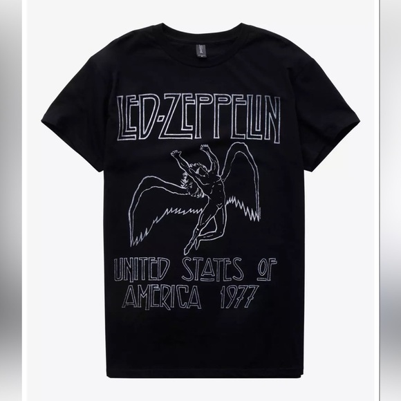 Hot Topic Led Zeppelin United States of America 1977 Black Soft Band Tee M - Picture 1 of 6